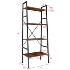 tectake Létrapolc Newcastle 57,5x35,5x139, teljes terhelés 60 kg