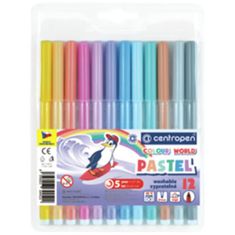 Centropen COLOUR WORLD 7550 háromszögletű filctollak, 12 pasztell színű készlet