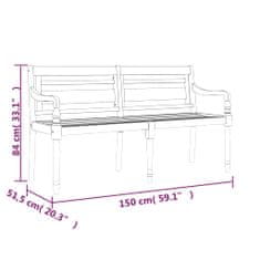 shumee tömör tíkfa Batavia pad bézs párnával 150 cm