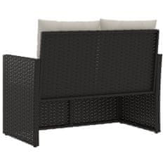 Greatstore fekete polyrattan kerti pad párnákkal 105 cm