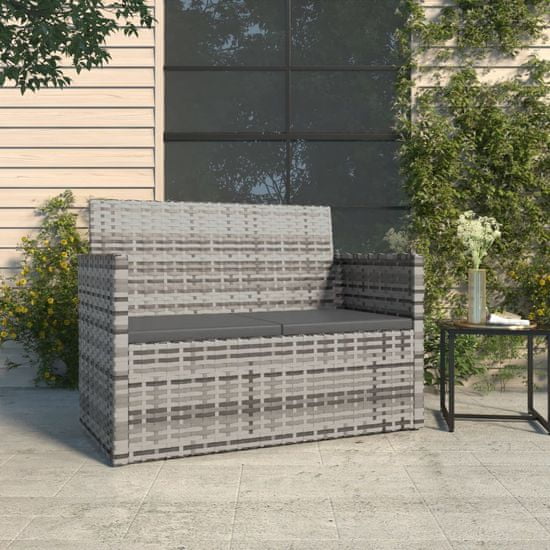 Greatstore szürke polyrattan kerti pad párnákkal 105 cm