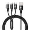 3in1 töltő- és adatkábel USB-A (MicroUSB + Lightning + USB-C) 1,2m RTACC321, fekete