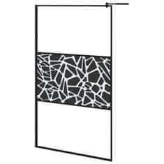 Greatstore fekete ESG üveg zuhanyfal kőmintával 115x195cm