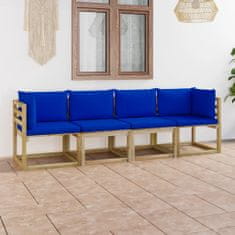 shumee négyszemélyes kerti kanapé kék párnákkal