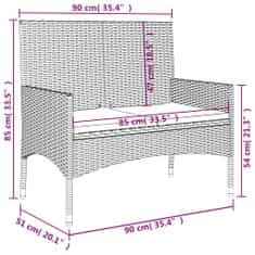 Greatstore 2 személyes szürke polyrattan kerti kanapé párnával