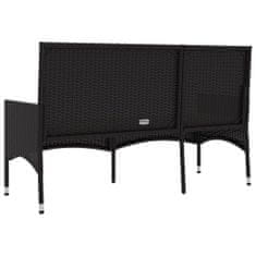 Greatstore fekete 3 személyes polyrattan kerti pad párnával