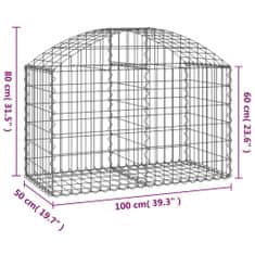 Vidaxl íves horganyzott vas gabion kosár 100x50x60/80 cm 153433