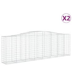 Greatstore 2 db íves horganyzott vas gabion kosár 400x50x120/140 cm