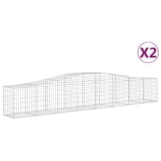 Greatstore 2 db íves horganyzott vas gabion kosár 400x50x60/80 cm