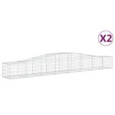 Greatstore 2 db íves horganyzott vas gabion kosár 400x50x40/60 cm