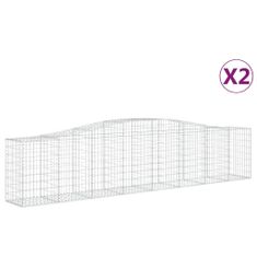 Greatstore 2 db íves horganyzott vas gabion kosár 400x50x80/100 cm