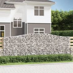 Greatstore 4 db íves horganyzott vas gabion kosár 400x50x140/160 cm