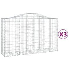 Greatstore 3 db íves horganyzott vas gabion kosár 200x50x120/140 cm