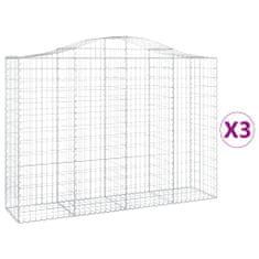 Greatstore 3 db íves horganyzott vas gabion kosár 200x50x140/160 cm