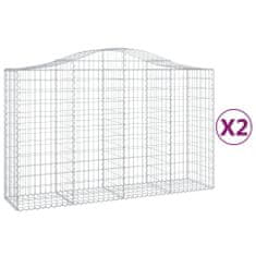 Greatstore 2 db íves horganyzott vas gabion kosár 200x50x120/140 cm