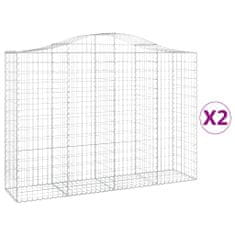 Greatstore 2 db íves horganyzott vas gabion kosár 200x50x140/160 cm