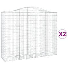 Greatstore 2 db íves horganyzott vas gabion kosár 200x50x160/180 cm