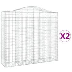 Greatstore 2 db íves horganyzott vas gabion kosár 200x50x180/200 cm