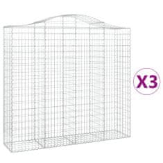 Greatstore 3 db íves horganyzott vas gabion kosár 200x50x180/200 cm