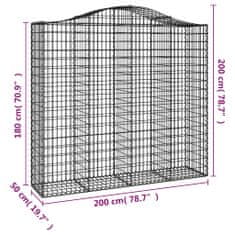 Greatstore 2 db íves horganyzott vas gabion kosár 200x50x180/200 cm