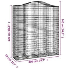 Greatstore 2 db íves horganyzott vas gabion kosár 200x50x220/240 cm