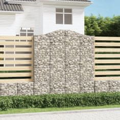 Greatstore 2 db íves horganyzott vas gabion kosár 200x50x220/240 cm