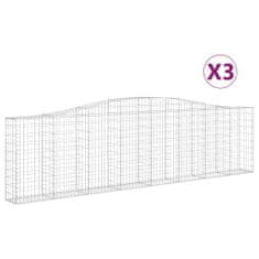 Greatstore 3 db íves horganyzott vas gabion kosár 400x30x100/120 cm