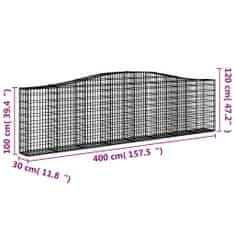 Greatstore 3 db íves horganyzott vas gabion kosár 400x30x100/120 cm