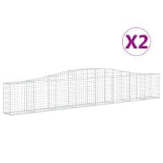 Greatstore 2 db íves horganyzott vas gabion kosár 400x30x60/80 cm