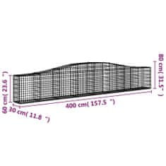 Greatstore 10 db íves horganyzott vas gabion kosár 400x30x60/80 cm