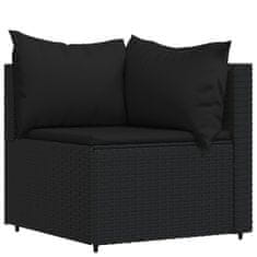 Greatstore 4 részes fekete polyrattan kerti ülőgarnitúra párnákkal