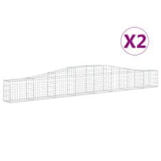 Greatstore 2 db íves horganyzott vas gabion kosár 400x30x40/60 cm