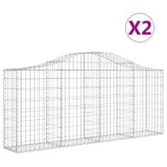 Greatstore 2 db íves horganyzott vas gabion kosár 200x30x80/100 cm