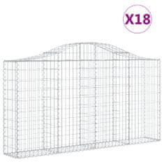 Greatstore 18 db íves horganyzott vas gabion kosár 200x30x100/120 cm