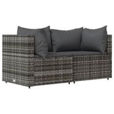 Greatstore 3 részes szürke polyrattan kerti ülőgarnitúra párnákkal