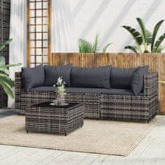 Greatstore 4 részes szürke polyrattan kerti ülőgarnitúra párnákkal