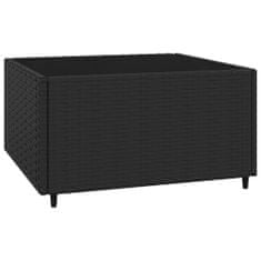 Greatstore 4 részes fekete polyrattan kerti ülőgarnitúra párnákkal