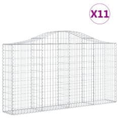 Greatstore 11 db íves horganyzott vas gabion kosár 200x30x100/120 cm