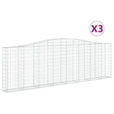 Greatstore 3 db íves horganyzott vas gabion kosár 400x30x120/140 cm