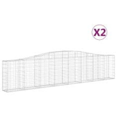 Greatstore 2 db íves horganyzott vas gabion kosár 400x30x80/100 cm