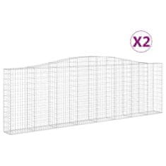 Greatstore 2 db íves horganyzott vas gabion kosár 400x30x120/140 cm