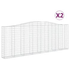 Greatstore 2 db íves horganyzott vas gabion kosár 400x30x140/160 cm