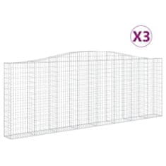 Greatstore 3 db íves horganyzott vas gabion kosár 400x30x140/160 cm