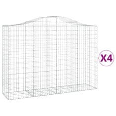 Greatstore 4 db íves horganyzott vas gabion kosár 200x50x140/160 cm