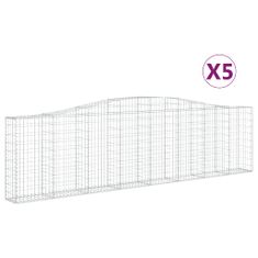 Greatstore 5 db íves horganyzott vas gabion kosár 400x30x100/120 cm