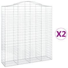 Greatstore 2 db íves horganyzott vas gabion kosár 200x50x220/240 cm