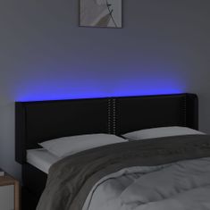 Greatstore fekete műbőr LED-es fejtámla 147 x 16 x 78/88 cm