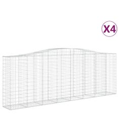 Greatstore 4 db íves horganyzott vas gabion kosár 400x50x140/160 cm