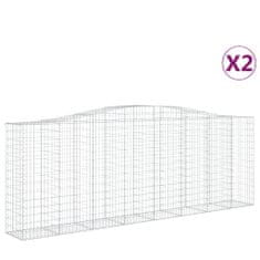 Greatstore 2 db íves horganyzott vas gabion kosár 400x50x140/160 cm