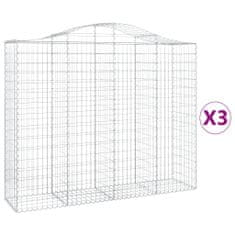 Greatstore 3 db íves horganyzott vas gabion kosár 200x50x160/180 cm